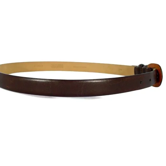 NORDSTROM Italian Calfskin Leather Covered Buckle Belt Women's L - Made in USA - Picture 3 of 7